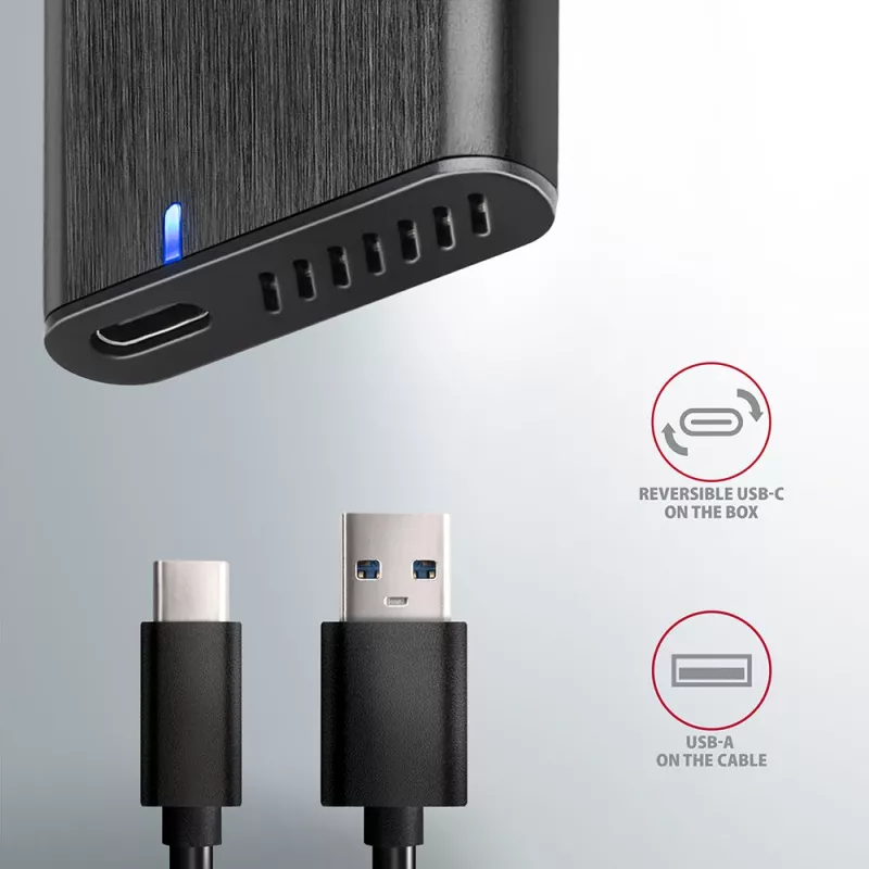 Ārējais M.2 SSD korpuss Axagon EEM2-SBC USB-C 3.2 Gen 2 Melns