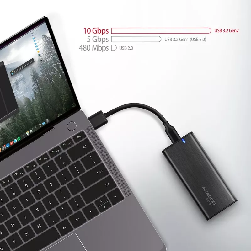 Ārējais M.2 SSD korpuss Axagon EEM2-SBC USB-C 3.2 Gen 2 Melns