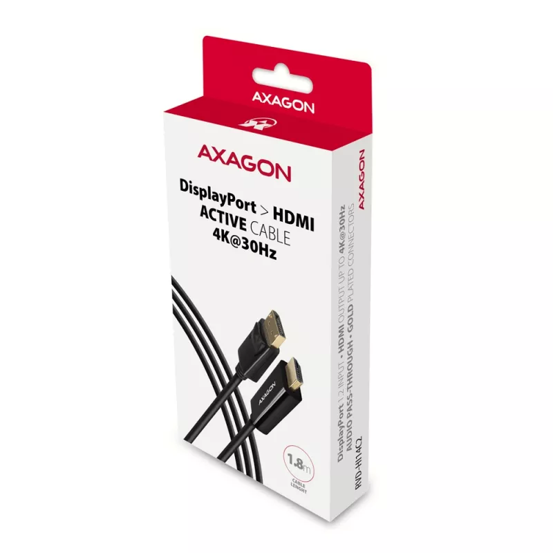 Axagon RVD-HI14C2 DisplayPort -> HDMI 1.4 kabelis 1,8m, 4K/30Hz