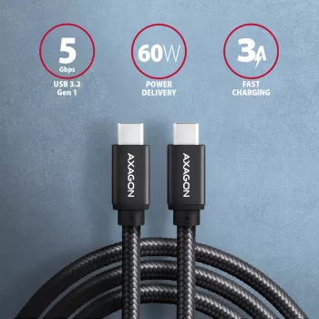 Axagon BUCM3-CM10AB SPEED USB-C <> USB-C 3.2 Gen 1 kabelis 1 m