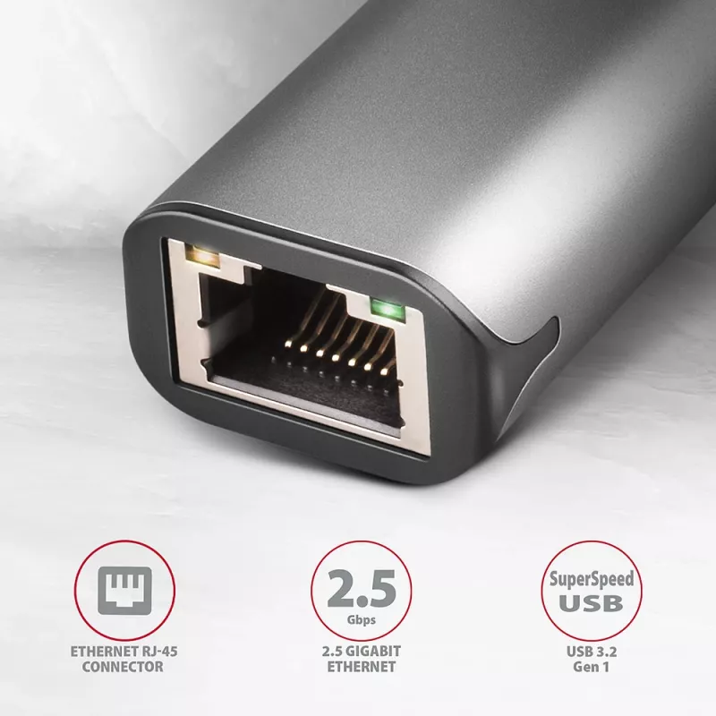 AXAGON ADE-25R USB-A 3.2 Gen 1 2,5 Gigabit Ethernet adapteris, pelēks