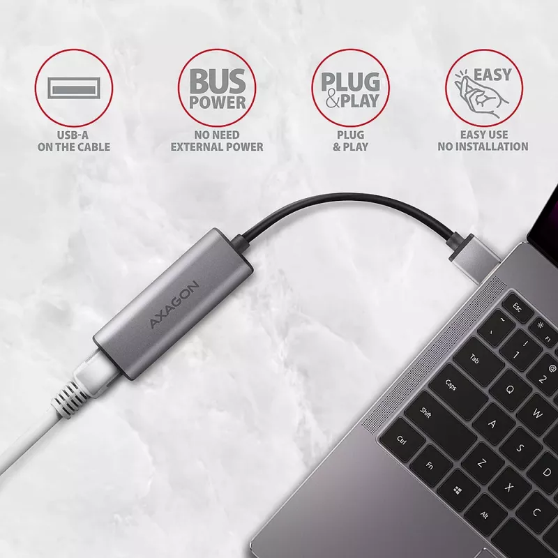AXAGON ADE-25R USB-A 3.2 Gen 1 2,5 Gigabit Ethernet adapteris, pelēks