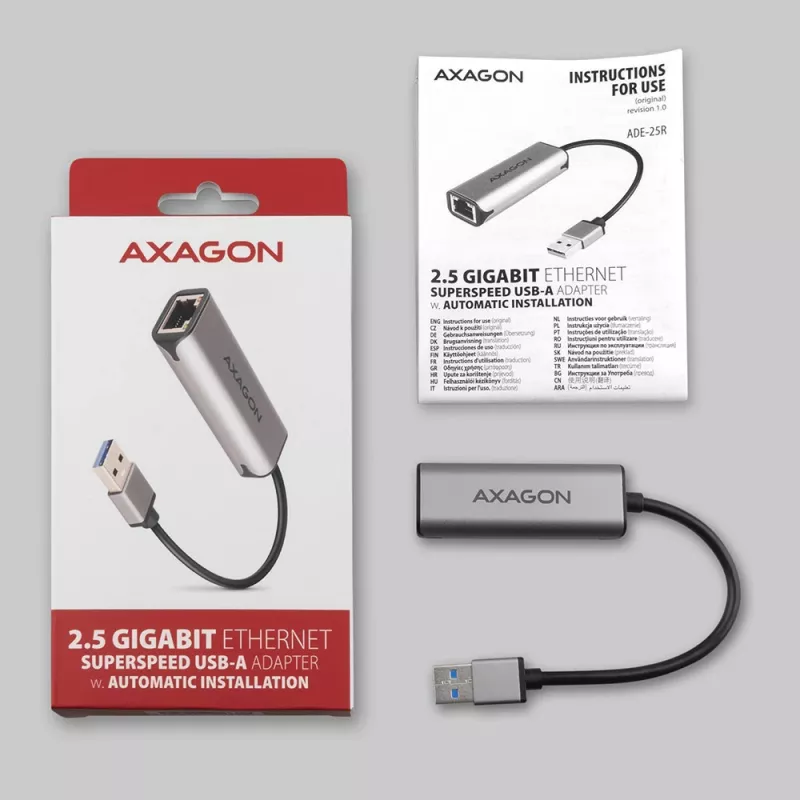 AXAGON ADE-25R USB-A 3.2 Gen 1 2,5 Gigabit Ethernet adapteris, pelēks