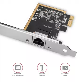 Axagon PCEE-GRF PCIe Gigabit Ethernet adapteris ar Realtek 8111F un SP & LP