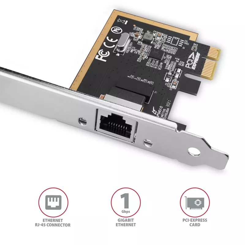 Axagon PCEE-GRF PCIe Gigabit Ethernet adapteris ar Realtek 8111F un SP & LP