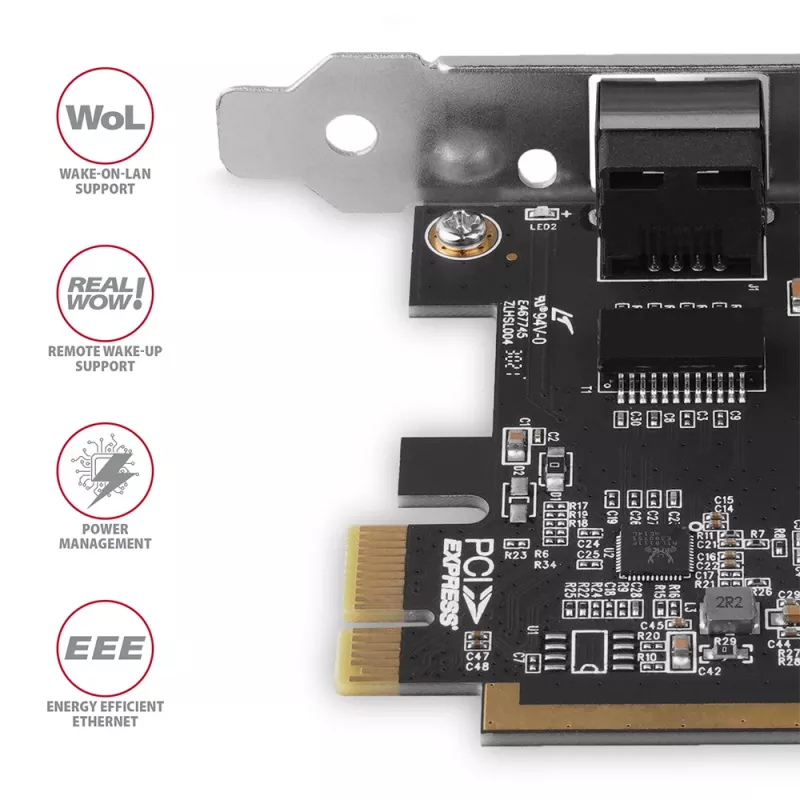 Axagon PCEE-GRF PCIe Gigabit Ethernet adapteris ar Realtek 8111F un SP & LP