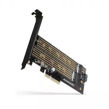 Axagon PCEM2-D PCIe x4 - M.2 NVMe M-key + SATA B-key slot adapteris ar SP & LP