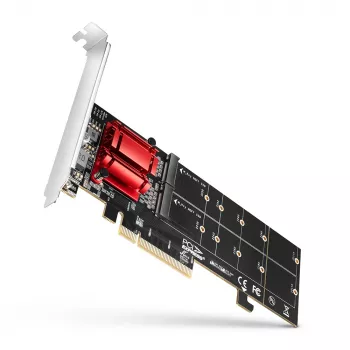 Axagon PCEM2-ND PCIe x8 - divu M.2 NVMe M-key slotu adapteris, RAID, datu pārslēgšana, ar SP un LP