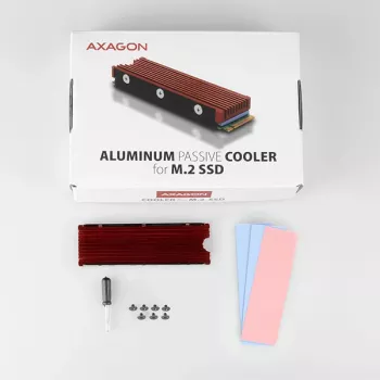 Axagon CRL-M2 pasīvais alumīnija dzesētājs M.2 SSD diskdziņiem, izmērs 2280, augstums 12 mm