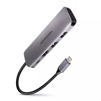 Axagon HMC-5 USB 3.2 Gen 1 centrmezgls, 2x USB-A, HDMI, SD/microSD, PD 100W, 20cm USB-C kabelis