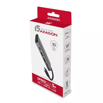 Axagon HMC-5G2 USB 10Gbps centrmezgls, 2x USB-A, 2x USB-C, HDMI 4k/60Hz, PD 100W, USB-C kabelis