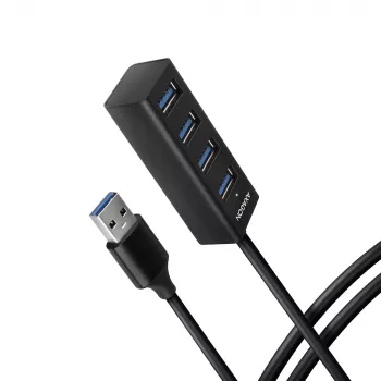 Axagon HUE-M1AL 4x USB 3.2 Gen 1 MINI centrmezgls, metāls, 1,2 m USB-A kabelis