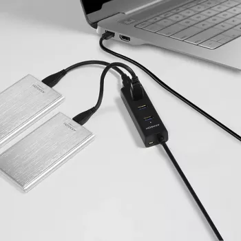 Axagon HUE-S2BL 4x USB 3.0 ātrās uzlādes USB centrmezgls ar 1,2 m kabeli, micro USB barošana