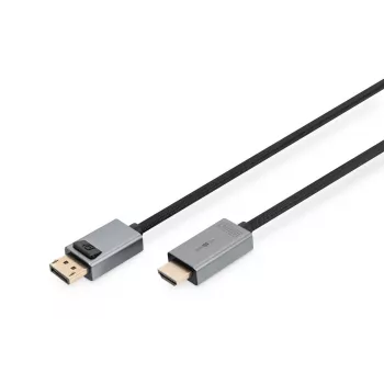 DIGITUS DP–HDMI kabelis ar LED 4K/30Hz, 2m, alumīnija korpuss, apzeltīti kontakti