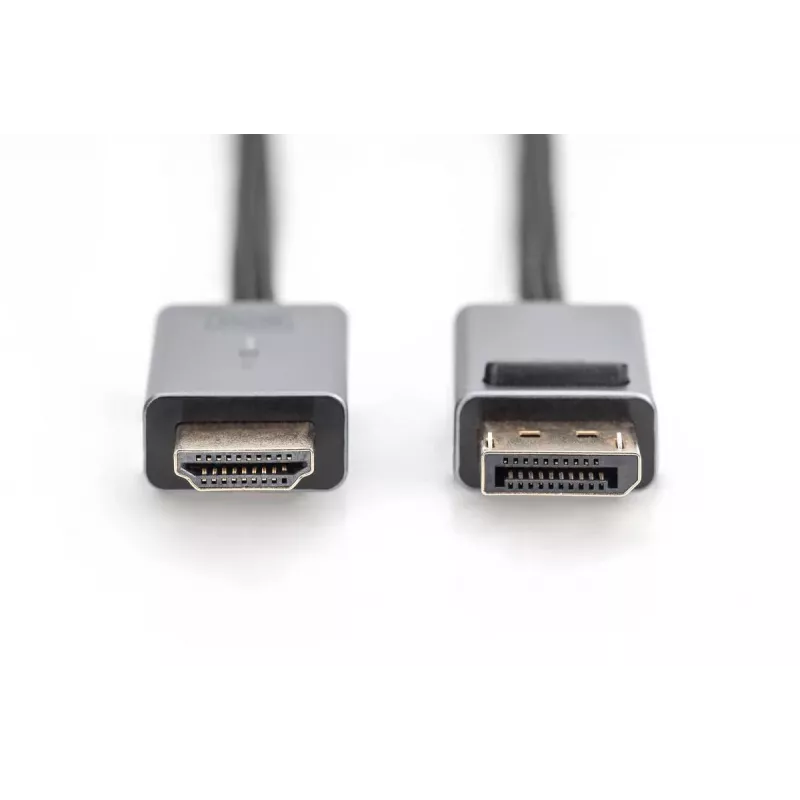 DIGITUS DP–HDMI kabelis ar LED 4K/30Hz, 2m, alumīnija korpuss, apzeltīti kontakti