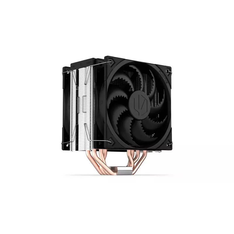 ENDORFY Fera 5 Dual Fan gaisa dzesētājs — 2x 120 mm PWM ventilatori, 4 siltuma caurules, TDP 220 W, melns