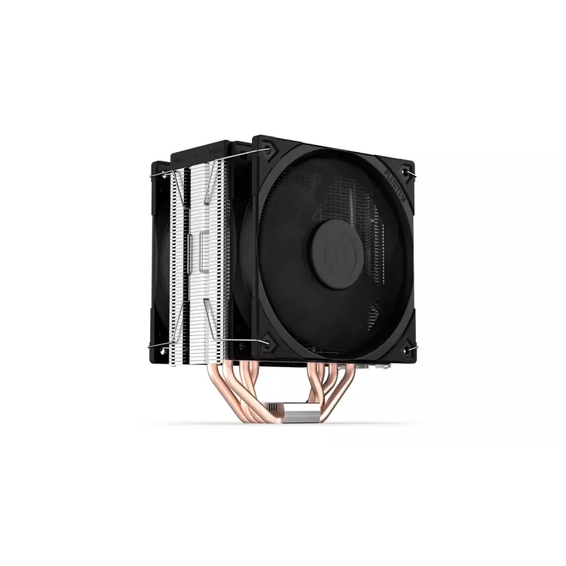ENDORFY Fera 5 Dual Fan gaisa dzesētājs — 2x 120 mm PWM ventilatori, 4 siltuma caurules, TDP 220 W, melns