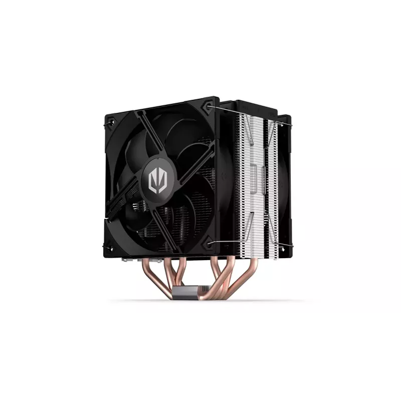 ENDORFY Fera 5 Dual Fan gaisa dzesētājs — 2x 120 mm PWM ventilatori, 4 siltuma caurules, TDP 220 W, melns