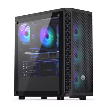 PC korpuss ENDORFY Signum 300 ARGB Tower Melns — ATX, rūdīts stikls, ARGB apgaismojums, atbalsta GPU līdz 350mm, CPU dzesētāja augstums līdz 161mm