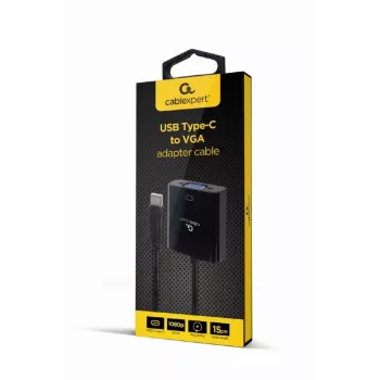 GEMBIRD USB Type-C uz VGA displeja adapteris, 15cm, Melns