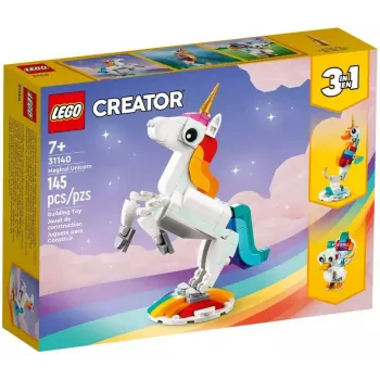 Konstruktors LEGO Creator 3in1 31140 Maģiskais vienradzis, 145 gab., 130 mm augstums, vecums 7+