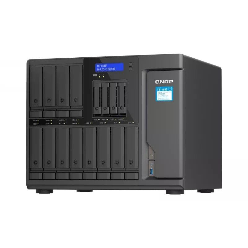 QNAP TS-1655 NAS Tornis Intel Atom C5125 8 GB DDR4 0 TB QNAP Turbo System Melns