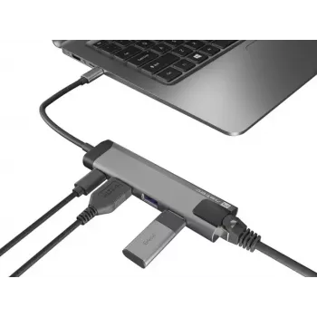 USB centrs NATEC Fowler Go USB 3.2 Gen 1 Type-C nerūsējošais tērauds, 100W PD, HDMI, Ethernet, karšu lasītājs