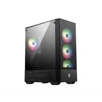 PC korpuss MSI MAG FORGE 112R Midi Tower Melns ar rūdītu stiklu, 3x120mm priekšējie ventilatori, ATX/Micro-ATX/Mini-ITX atbalsts