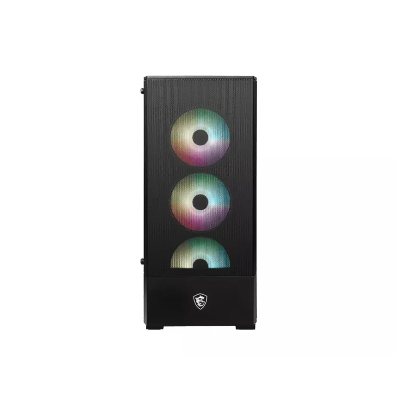 PC korpuss MSI MAG FORGE 112R Midi Tower Melns ar rūdītu stiklu, 3x120mm priekšējie ventilatori, ATX/Micro-ATX/Mini-ITX atbalsts