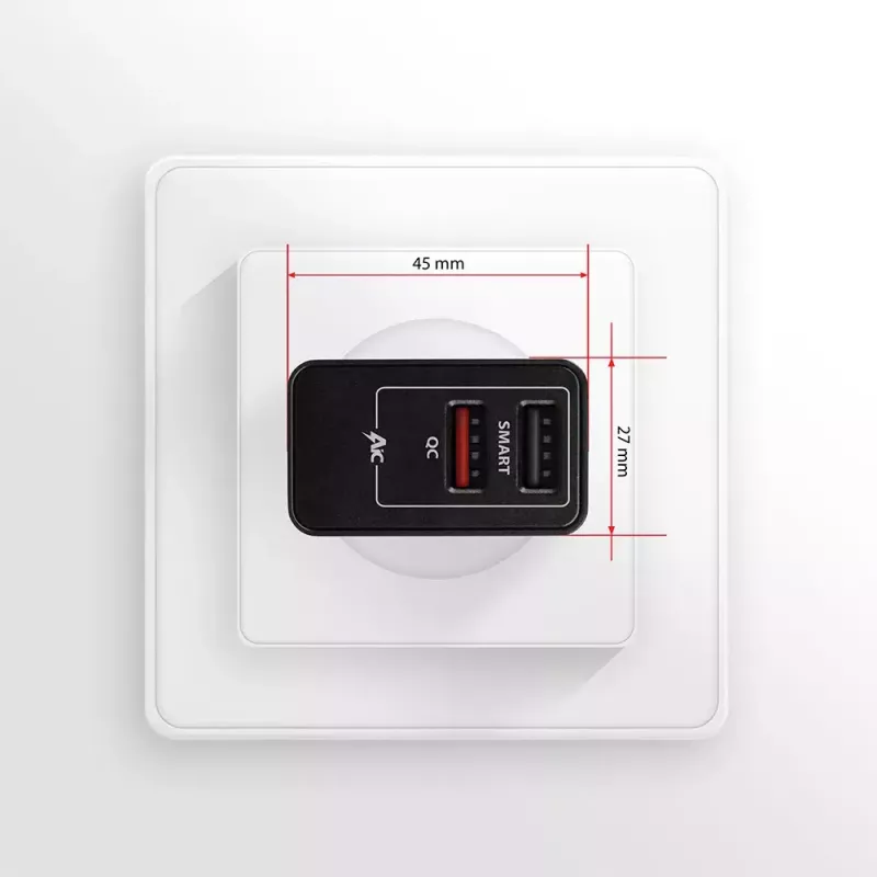 Axagon ACU-QS24 sienas lādētājs, 2x USB ports QC3.0/AFC/FCP + 5V-1.2A, 24W