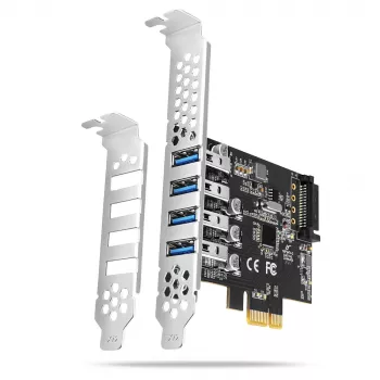 Axagon PCEU-43RS PCIe karte - 4x USB 5 Gbps porti, dubultā barošana, Renesas PD720201, SP & LP