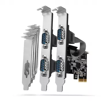 Axagon PCEA-S4N PCIe adapteris – 4 seriālie porti RS-232, 250 kbps, ar standarta un zema profila stiprinājumu
