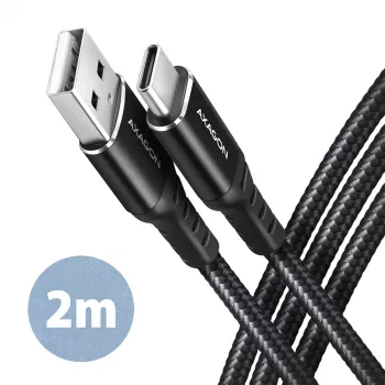 USB kabelis Axagon BUCM-AM20AB 2m USB-A USB-C melns