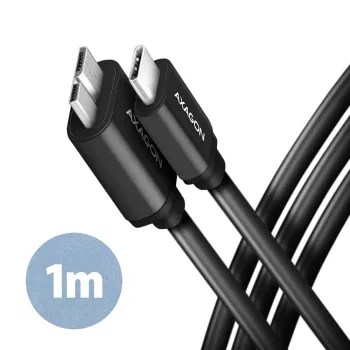 USB kabelis Axagon BUMM3-CM10AB Micro-USB B uz USB-C 1m Melns