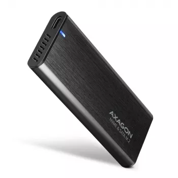 Axagon EEM2-SB2 ārējā USB-C 3.2 Gen 2 metāla kaste M.2 NVMe un SATA SSD diskiem