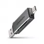 Axagon CRE-DAC USB-C+ USB-A 5 Gbps MINI 2 slotu SD/microSD karšu lasītājs USB 3.0 Type-A/Type-C Pelēks
