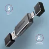 Axagon CRE-DAC USB-C+ USB-A 5 Gbps MINI 2 slotu SD/microSD karšu lasītājs USB 3.0 Type-A/Type-C Pelēks