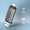 Axagon CRE-DAC USB-C+ USB-A 5 Gbps MINI 2 slotu SD/microSD karšu lasītājs USB 3.0 Type-A/Type-C Pelēks