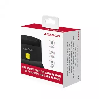 Axagon CRE-SM2 viedkaršu lasītājs USB 2.0 melns 1.3m kabelis