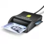 Axagon CRE-SM3SD viedkaršu lasītājs ar SD/microSD/SIM slotiem, USB 2.0, melns