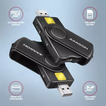 Axagon CRE-SMP2A USB Smart karšu un SD/microSD/SIM lasītājs