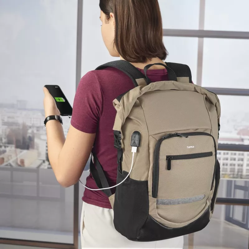 Hama Terra 39.6 cm (15.6 collu) mugursoma bēšā, melnā krāsā