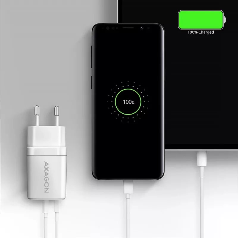 Lādētājs Axagon ACU-PQ30W QC3.0 30W USB-C Balts