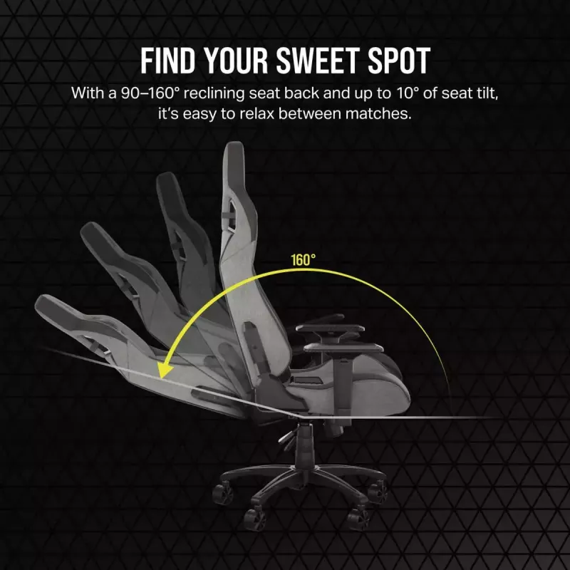 Universāla spēļu krēsls Corsair T3 RUSH 2023 Padded sēdeklis Antracīta Pelēks