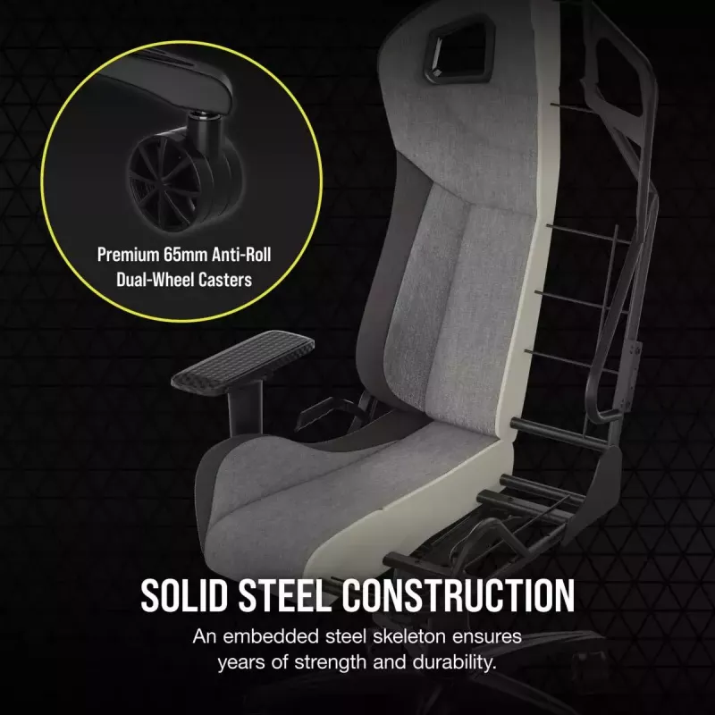 Universāla spēļu krēsls Corsair T3 RUSH 2023 Padded sēdeklis Antracīta Pelēks