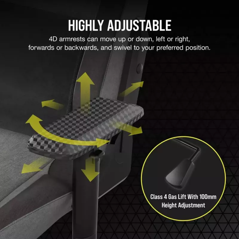 Universāla spēļu krēsls Corsair T3 RUSH 2023 Padded sēdeklis Antracīta Pelēks