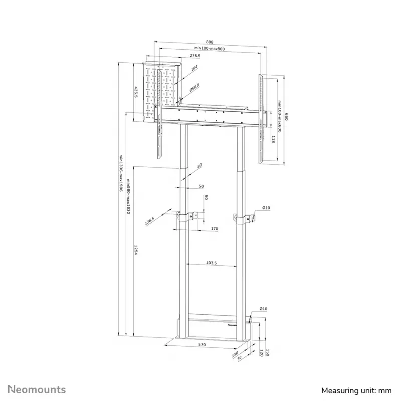 Neomounts WL55-875BL1 TV grīdas statīvs 55-100 collas - motorizēts - TÜV
