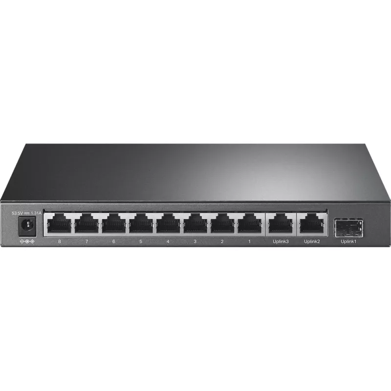 TP-Link 8 portu 10/100Mbps + 3 portu Gigabit darbvirsmas slēdzis ar 8 portu PoE+