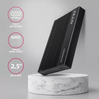 Ārējais korpuss HDD/SSD Axagon EE25-GTR USB-C 3.2 Gen 2 Melns 2.5 collu