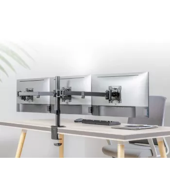 Galda monitora stiprinājums Gembird MA-D3-01, 1 roka, VESA 75x75–100x100, līdz 7 kg, 17–27 collu ekrāniem, melns